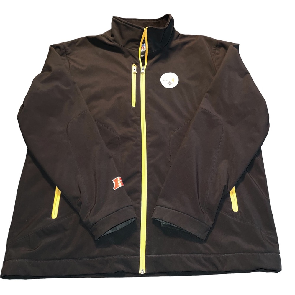NFL Steelers Jacket Men’s Size XL Zip Front Light Fleece Liner Black And Gold - Picture 4 of 8